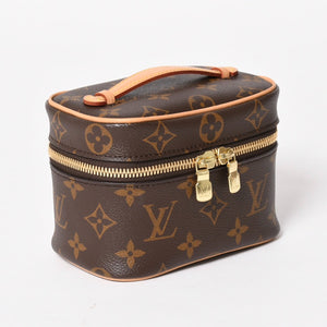 新品同様 LOUIS VUITTON ルイヴィトン ニース ナノ バニティバッグ ハンドバッグ M44936 モノグラム ブラウン 中古 4a005307
