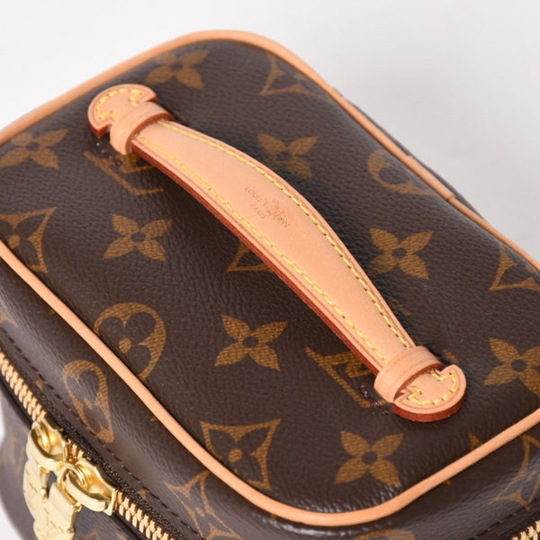 新品同様 LOUIS VUITTON ルイヴィトン ニース ナノ バニティバッグ ハンドバッグ M44936 モノグラム ブラウン 中古 4a005307