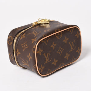 新品同様 LOUIS VUITTON ルイヴィトン ニース ナノ バニティバッグ ハンドバッグ M44936 モノグラム ブラウン 中古 4a005307