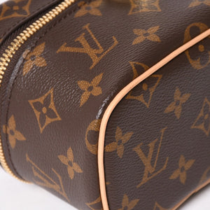 新品同様 LOUIS VUITTON ルイヴィトン ニース ナノ バニティバッグ ハンドバッグ M44936 モノグラム ブラウン 中古 4a005307