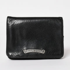 CHROME HEARTS クロムハーツ WALLET JOEY ジョーイウォレット 二つ折り財布 ダガージップ スクロールラベル ブラック 美品 中古 4a005389
