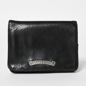 CHROME HEARTS クロムハーツ WALLET JOEY ジョーイウォレット 二つ折り財布 ダガージップ スクロールラベル ブラック 美品 中古 4a005389