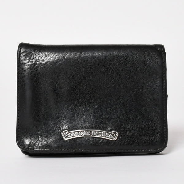 CHROME HEARTS クロムハーツ WALLET JOEY ジョーイウォレット 二つ折り財布 ダガージップ スクロールラベル ブラック 美品 中古 4a005389