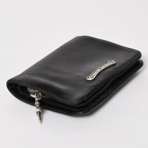 CHROME HEARTS クロムハーツ WALLET JOEY ジョーイウォレット 二つ折り財布 ダガージップ スクロールラベル ブラック 美品 中古 4a005389