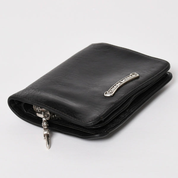 CHROME HEARTS クロムハーツ WALLET JOEY ジョーイウォレット 二つ折り財布 ダガージップ スクロールラベル ブラック 美品 中古 4a005389