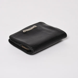 CHROME HEARTS クロムハーツ WALLET JOEY ジョーイウォレット 二つ折り財布 ダガージップ スクロールラベル ブラック 美品 中古 4a005389