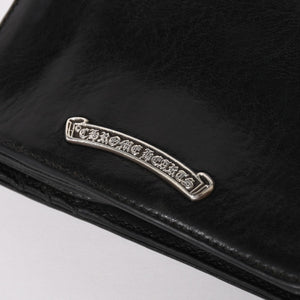 CHROME HEARTS クロムハーツ WALLET JOEY ジョーイウォレット 二つ折り財布 ダガージップ スクロールラベル ブラック 美品 中古 4a005389