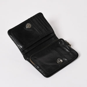 CHROME HEARTS クロムハーツ WALLET JOEY ジョーイウォレット 二つ折り財布 ダガージップ スクロールラベル ブラック 美品 中古 4a005389