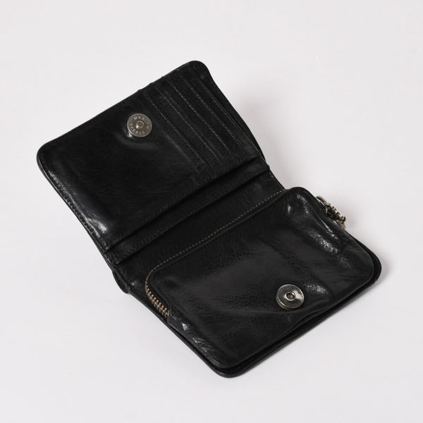 CHROME HEARTS クロムハーツ WALLET JOEY ジョーイウォレット 二つ折り財布 ダガージップ スクロールラベル ブラック 美品 中古 4a005389
