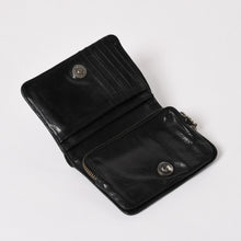 画像をギャラリービューアに読み込む, CHROME HEARTS クロムハーツ WALLET JOEY ジョーイウォレット 二つ折り財布 ダガージップ スクロールラベル ブラック 美品 中古 4a005389
