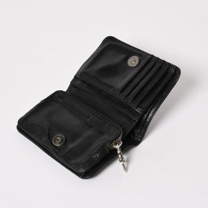 CHROME HEARTS クロムハーツ WALLET JOEY ジョーイウォレット 二つ折り財布 ダガージップ スクロールラベル ブラック 美品 中古 4a005389