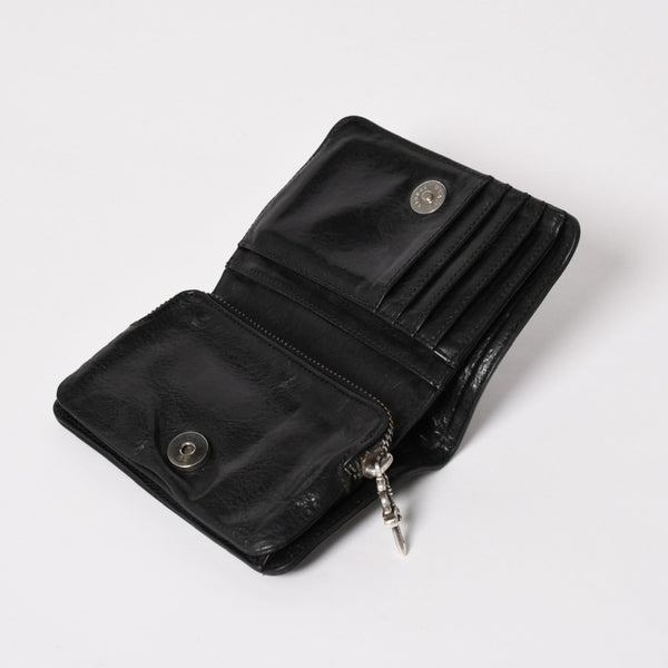 CHROME HEARTS クロムハーツ WALLET JOEY ジョーイウォレット 二つ折り財布 ダガージップ スクロールラベル ブラック 美品 中古 4a005389