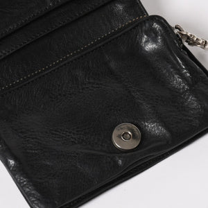 CHROME HEARTS クロムハーツ WALLET JOEY ジョーイウォレット 二つ折り財布 ダガージップ スクロールラベル ブラック 美品 中古 4a005389
