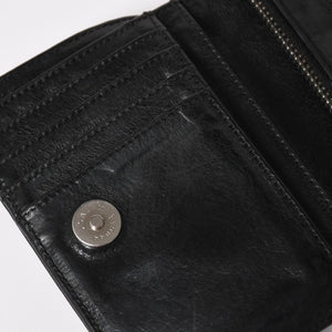 CHROME HEARTS クロムハーツ WALLET JOEY ジョーイウォレット 二つ折り財布 ダガージップ スクロールラベル ブラック 美品 中古 4a005389