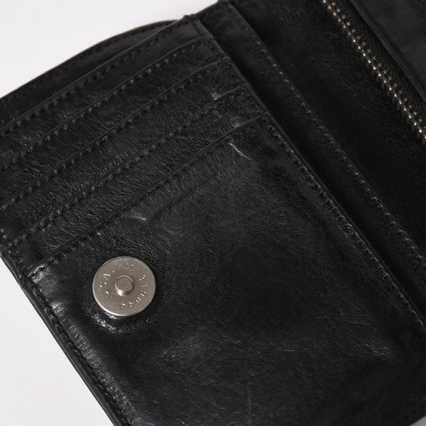 CHROME HEARTS クロムハーツ WALLET JOEY ジョーイウォレット 二つ折り財布 ダガージップ スクロールラベル ブラック 美品 中古 4a005389