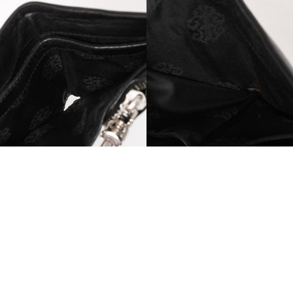 CHROME HEARTS クロムハーツ WALLET JOEY ジョーイウォレット 二つ折り財布 ダガージップ スクロールラベル ブラック 美品 中古 4a005389