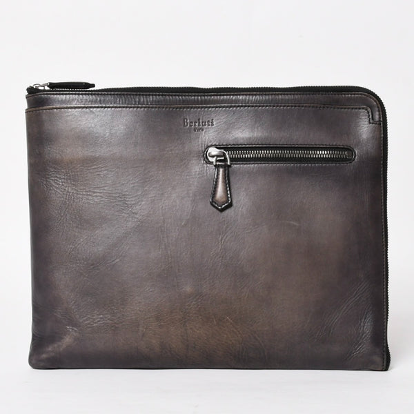 Berluti ベルルッティ クラッチバッグ ハンドバッグ Clutch Bag ブラック グレー G0127 美品 中古 4a005257