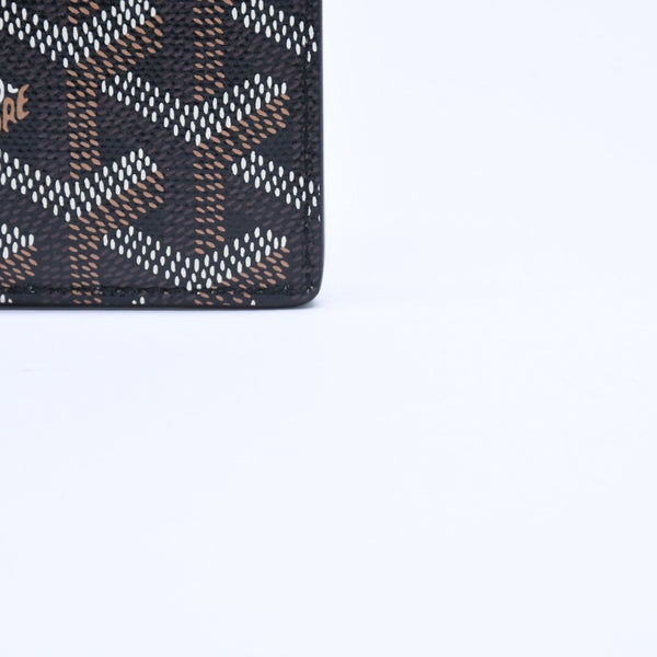 極美品 GOYARD ゴヤール サン・シュルピス ヘリンボーン カードケース 名刺入れ ブラック PVC レザー 中古 4a005392
