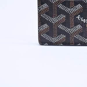 極美品 GOYARD ゴヤール サン・シュルピス ヘリンボーン カードケース 名刺入れ ブラック PVC レザー 中古 4a005392