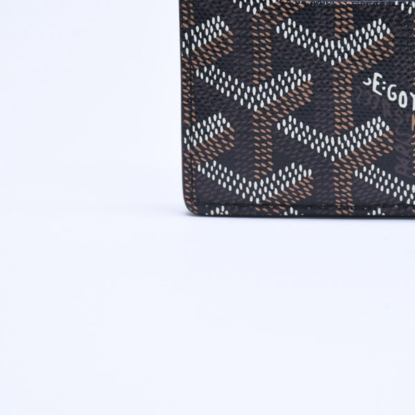 極美品 GOYARD ゴヤール サン・シュルピス ヘリンボーン カードケース 名刺入れ ブラック PVC レザー 中古 4a005392