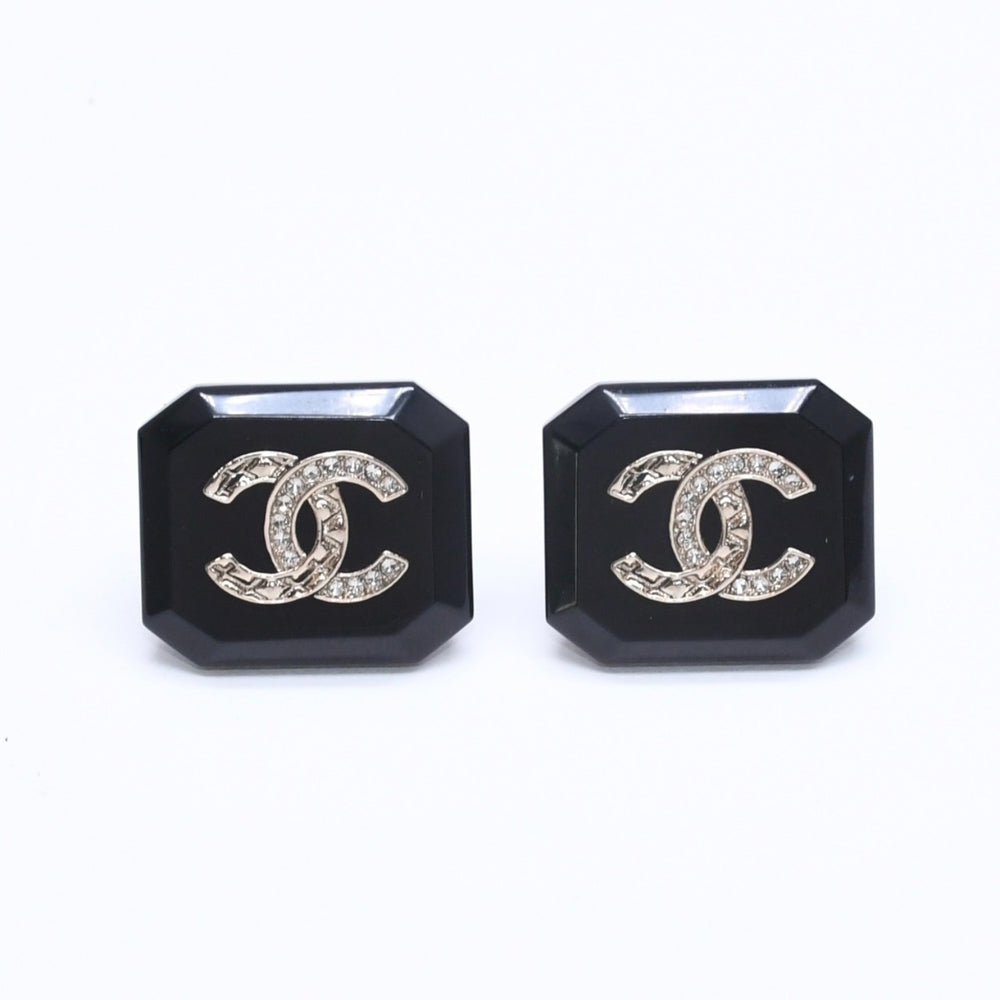 極美品 CHANEL シャネル ピアス イヤリング ココマーク B23A刻印 重量約6.03g ブラック シルバー 中古 4a005280