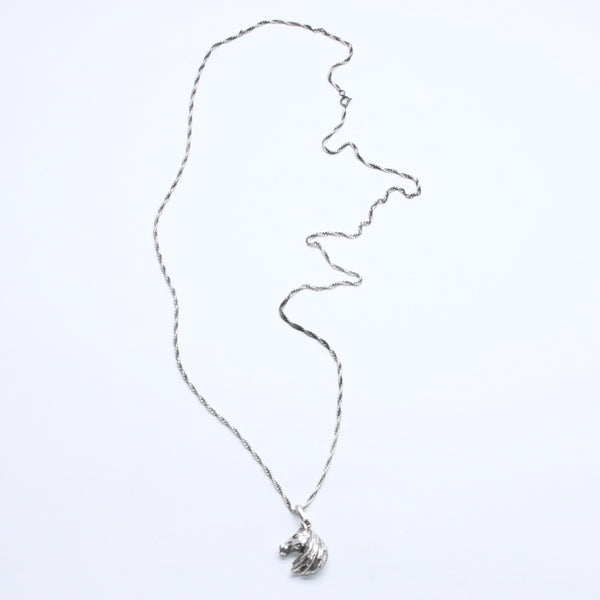 HERMES エルメス ホースヘッド ネックレス トップ 馬 チェーン アクセサリー シルバー925 美品 中古 4a005239