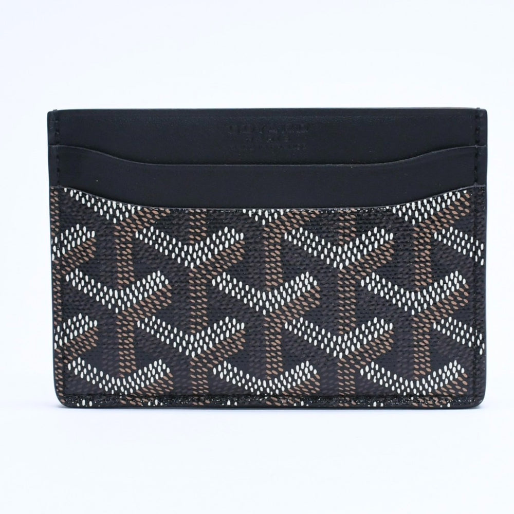Very good condition GOYARD Saint Sulpice herringbone card case business card holder black PVC leather used 4a005392