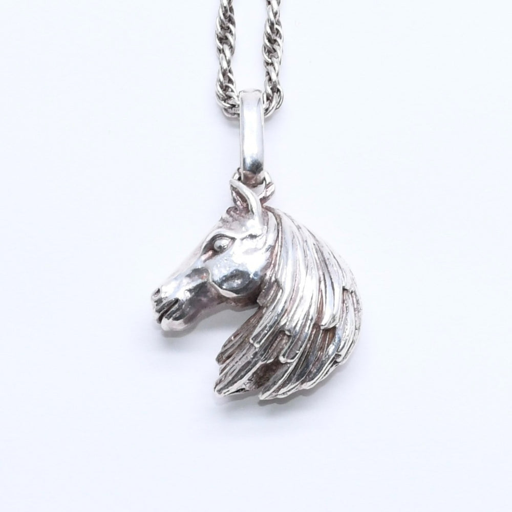 HERMES エルメス ホースヘッド ネックレス トップ 馬 チェーン アクセサリー シルバー925 美品 中古 4a005239