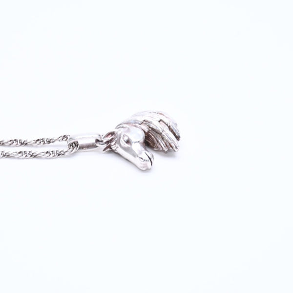HERMES エルメス ホースヘッド ネックレス トップ 馬 チェーン アクセサリー シルバー925 美品 中古 4a005239