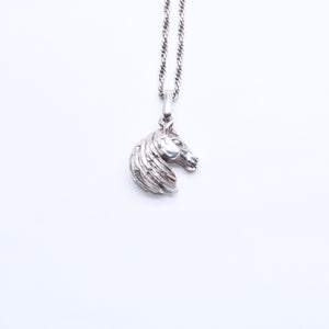 HERMES エルメス ホースヘッド ネックレス トップ 馬 チェーン アクセサリー シルバー925 美品 中古 4a005239