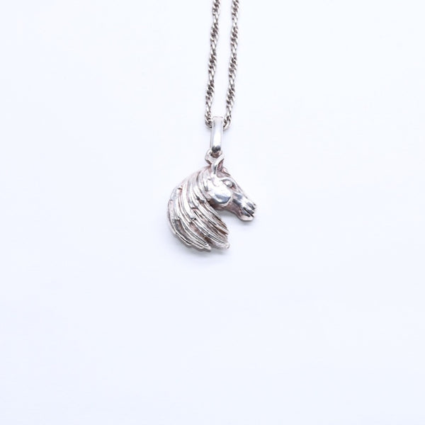 HERMES エルメス ホースヘッド ネックレス トップ 馬 チェーン アクセサリー シルバー925 美品 中古 4a005239