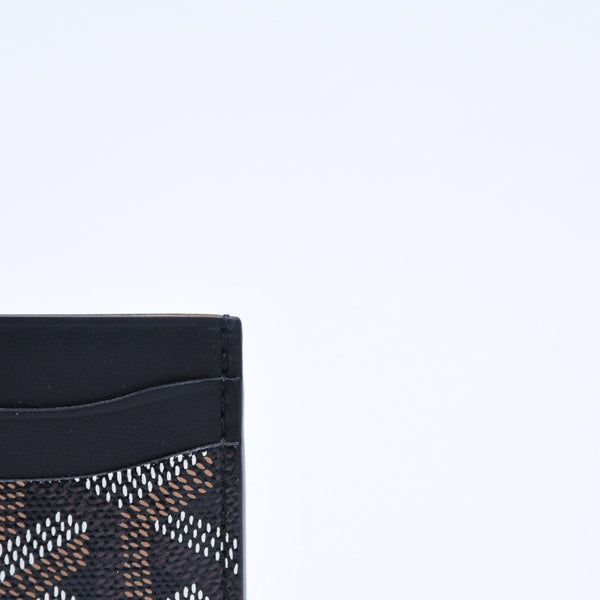 極美品 GOYARD ゴヤール サン・シュルピス ヘリンボーン カードケース 名刺入れ ブラック PVC レザー 中古 4a005392