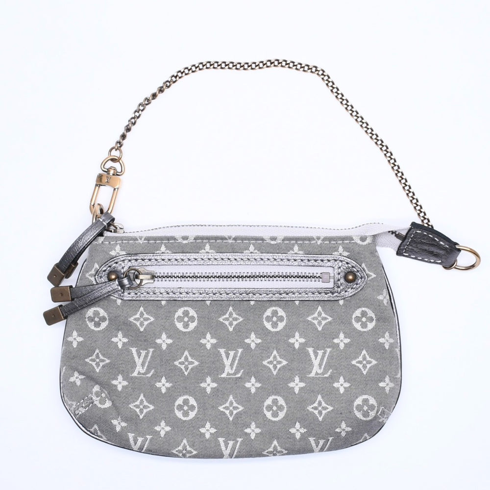 LOUIS VUITTON Monogram Mini Run Mini Pochette Accessoire M95754 Plantine Handbag Gray Gold Hardware Good Condition Used 4a003825