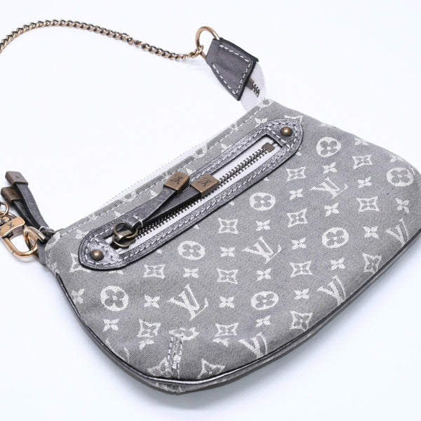 LOUIS VUITTON ルイヴィトン モノグラム ミニラン ミニ ポシェット アクセソワール M95754 プランティーヌ ハンドバッグ グレー ゴールド金具 美品 中古 4a003825