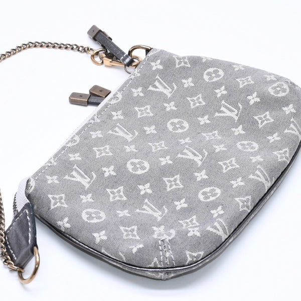 LOUIS VUITTON ルイヴィトン モノグラム ミニラン ミニ ポシェット アクセソワール M95754 プランティーヌ ハンドバッグ グレー ゴールド金具 美品 中古 4a003825
