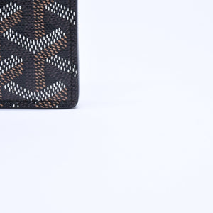 極美品 GOYARD ゴヤール サン・シュルピス ヘリンボーン カードケース 名刺入れ ブラック PVC レザー 中古 4a005392