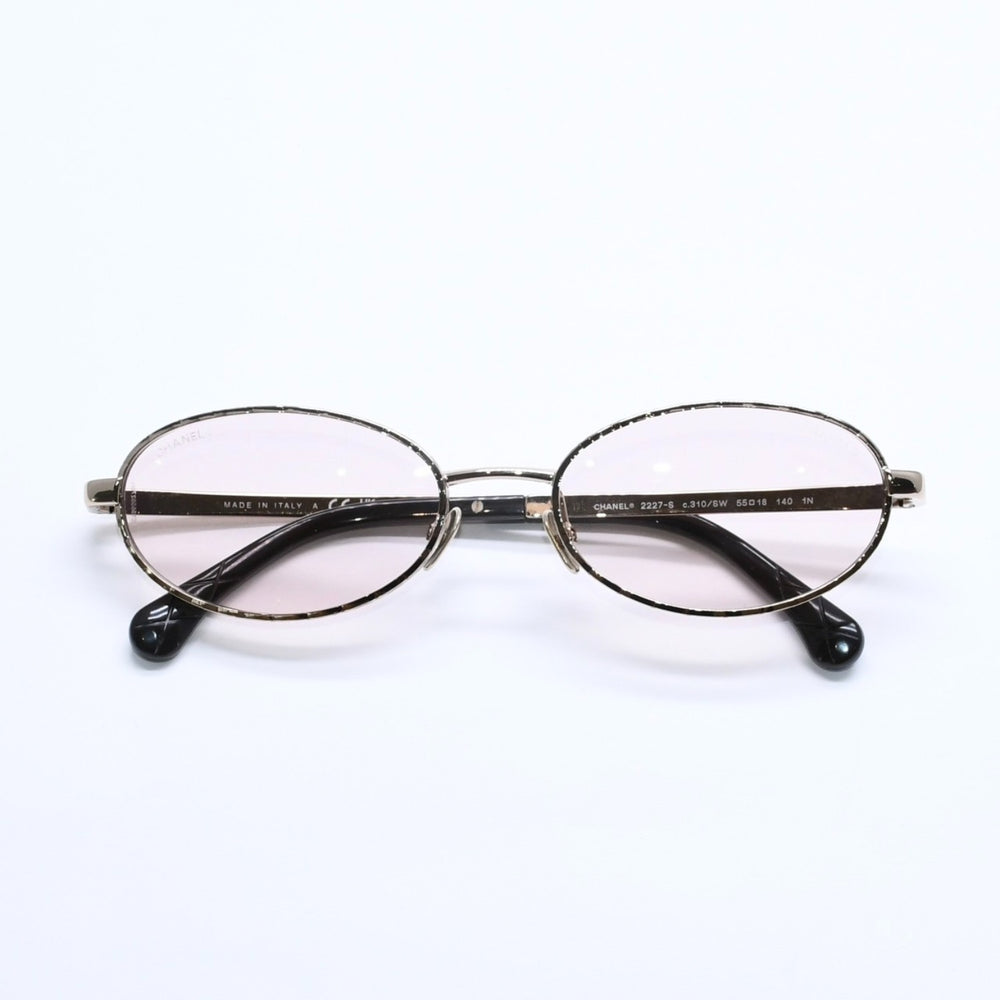 極美品 CHANEL シャネル サングラス アイウェア 2227-S c.310/SW サイズ55□18 140 ゴールド ブラウン 中古 4a005396