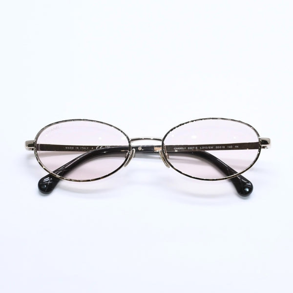 極美品 CHANEL シャネル サングラス アイウェア 2227-S c.310/SW サイズ55□18 140 ゴールド ブラウン 中古 4a005396