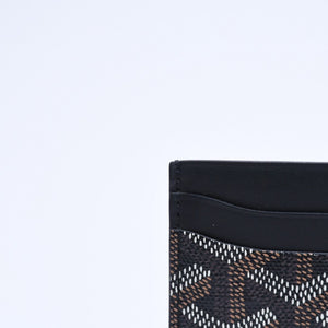 極美品 GOYARD ゴヤール サン・シュルピス ヘリンボーン カードケース 名刺入れ ブラック PVC レザー 中古 4a005392