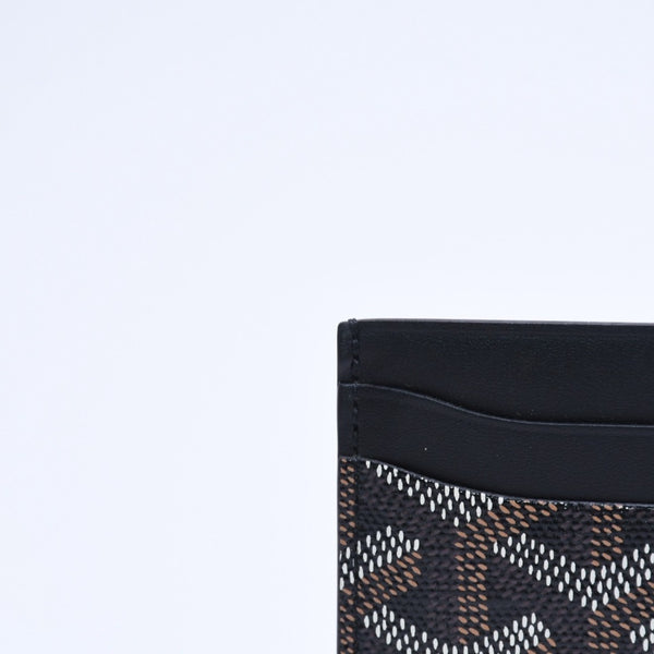 極美品 GOYARD ゴヤール サン・シュルピス ヘリンボーン カードケース 名刺入れ ブラック PVC レザー 中古 4a005392