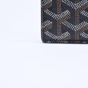 極美品 GOYARD ゴヤール サン・シュルピス ヘリンボーン カードケース 名刺入れ ブラック PVC レザー 中古 4a005392