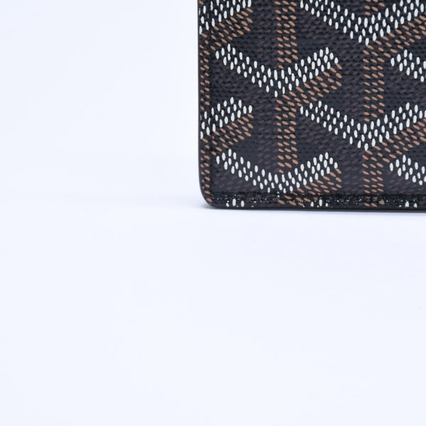 極美品 GOYARD ゴヤール サン・シュルピス ヘリンボーン カードケース 名刺入れ ブラック PVC レザー 中古 4a005392
