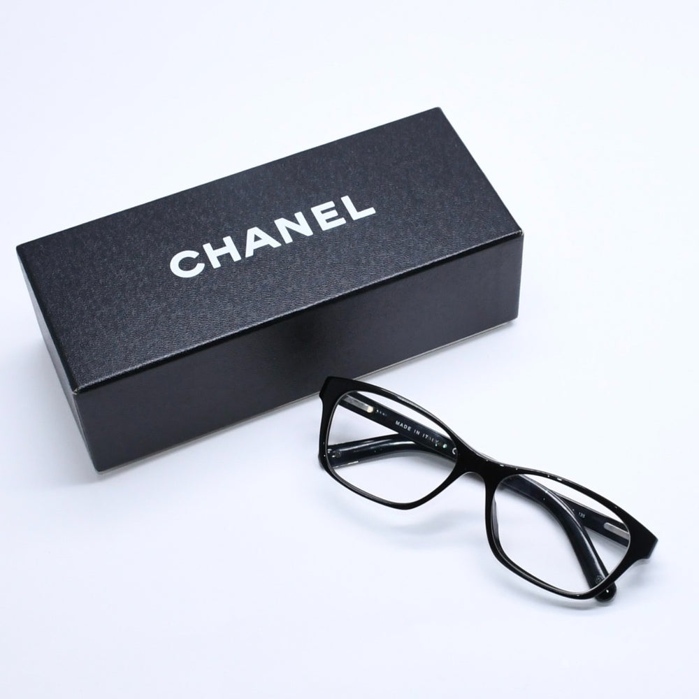 CHANEL シャネル 眼鏡 メガネ アイウェア 3249-A サイズ53◻︎16 135 ブラック シルバー金具 美品 中古 4a005327