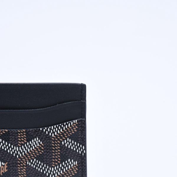極美品 GOYARD ゴヤール サン・シュルピス ヘリンボーン カードケース 名刺入れ ブラック PVC レザー 中古 4a005392