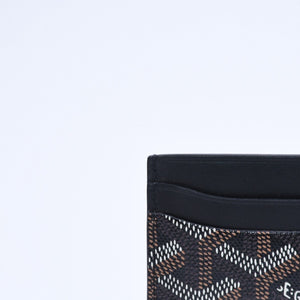 極美品 GOYARD ゴヤール サン・シュルピス ヘリンボーン カードケース 名刺入れ ブラック PVC レザー 中古 4a005392