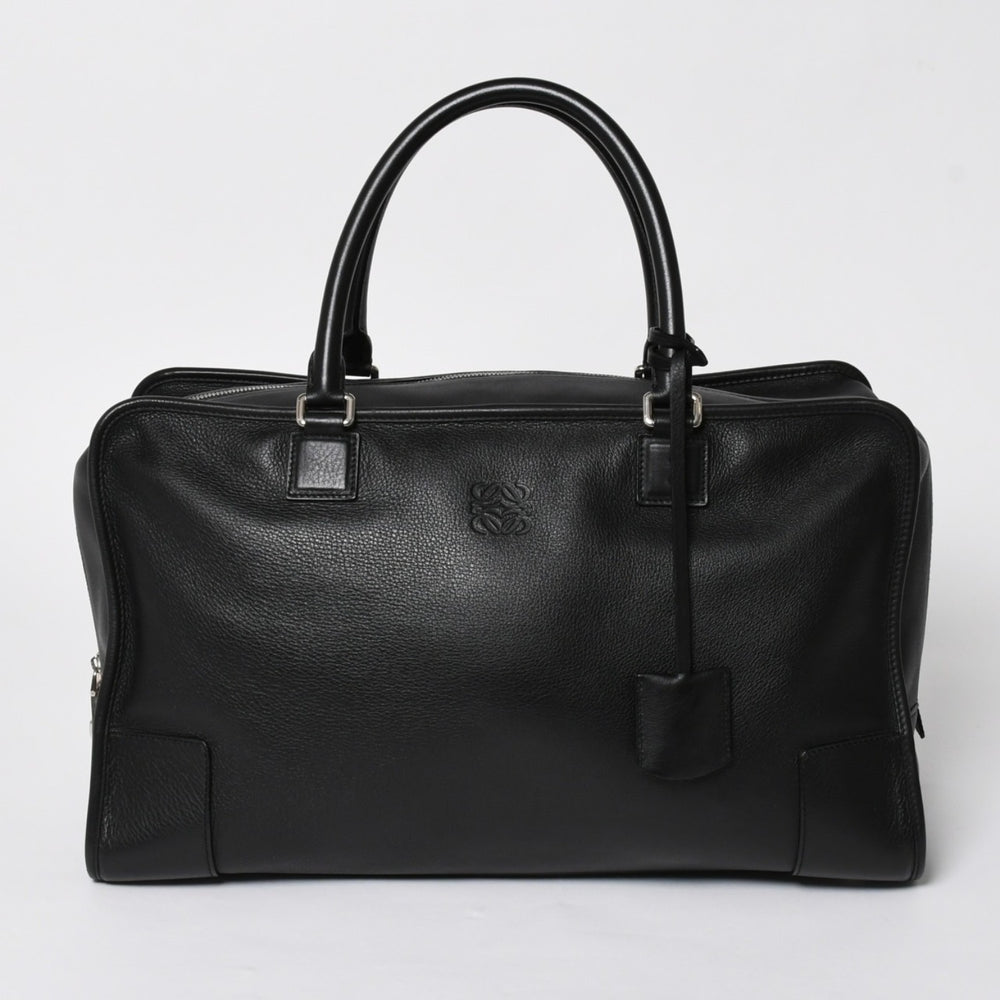 極美品 LOEWE ロエベ アマソナ44 ボストンバッグ ハンドバッグ レザー ブラック シルバー金具 中古 4a005394