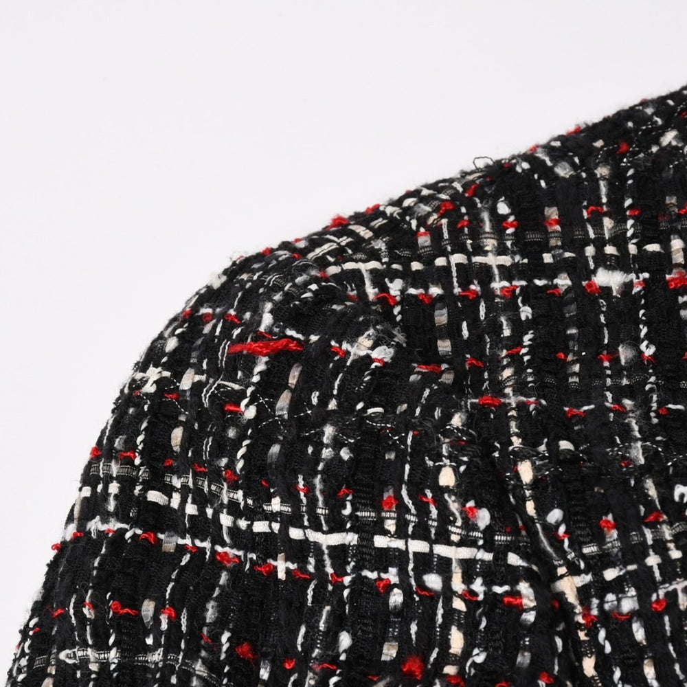 極美品 CHANEL シャネル ツイードジャケット P26010V16324 ココマーク ブラック レッド ホワイト サイズ38 中古 4a005415