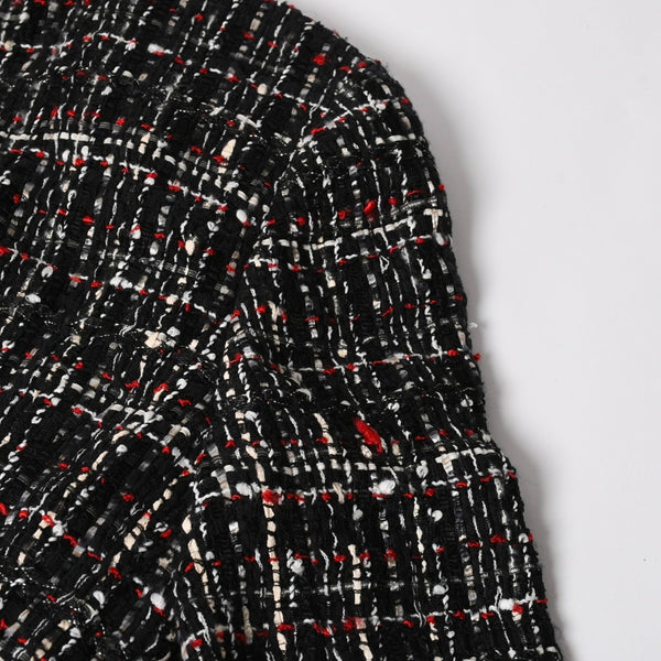 Very Good Condition CHANEL Tweed Jacket P26010V16324 Coco Mark Black Red White Size 38 Used 4a005415