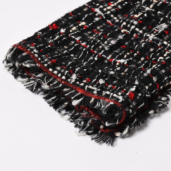Very Good Condition CHANEL Tweed Jacket P26010V16324 Coco Mark Black Red White Size 38 Used 4a005415