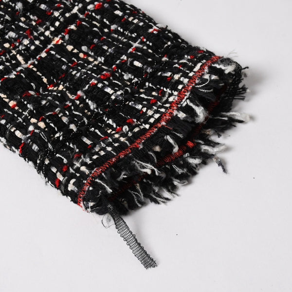 Very Good Condition CHANEL Tweed Jacket P26010V16324 Coco Mark Black Red White Size 38 Used 4a005415